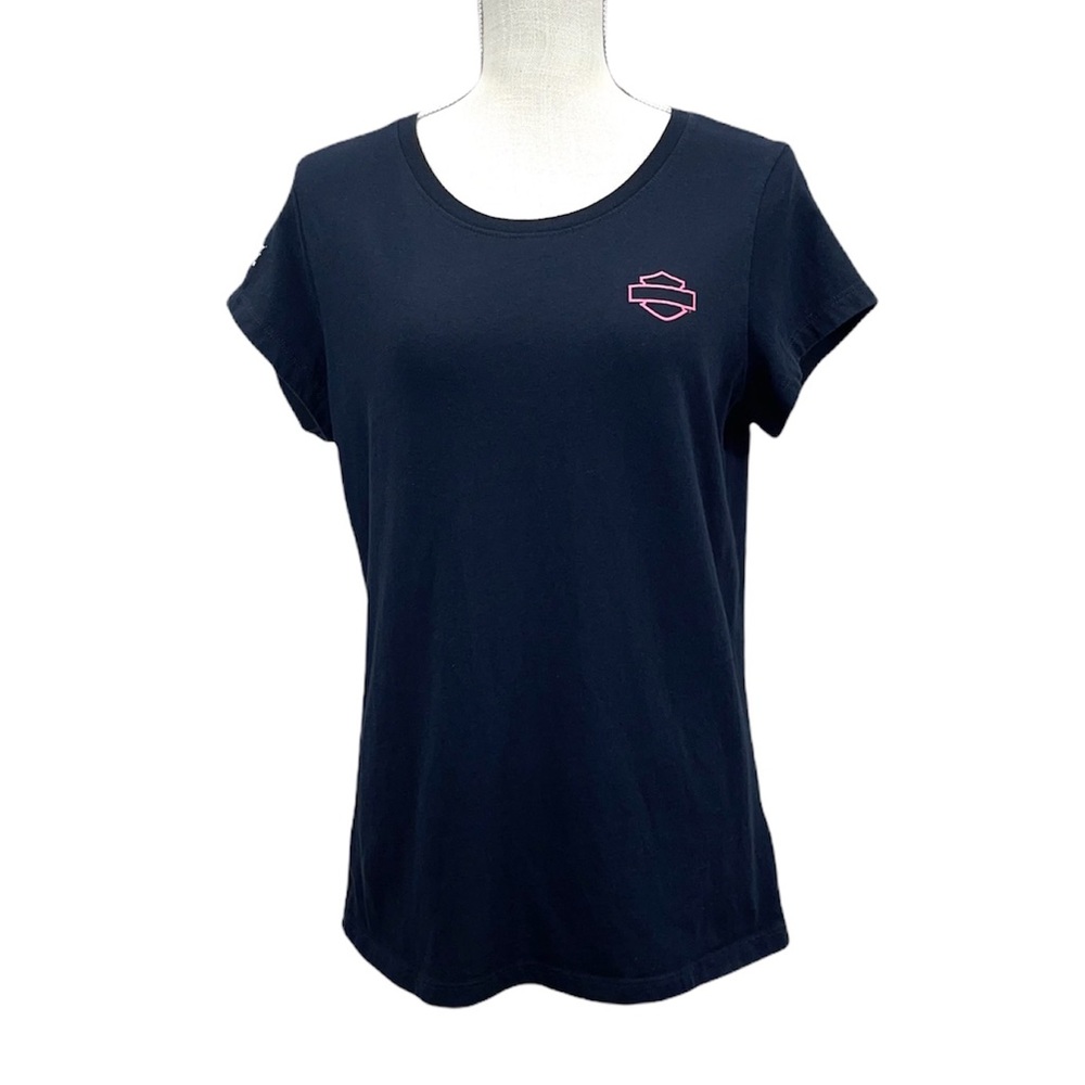 HARLEY-DAVIDSON Women’s Pink Collection Black Short Sleeve Tee Shirt Size XL